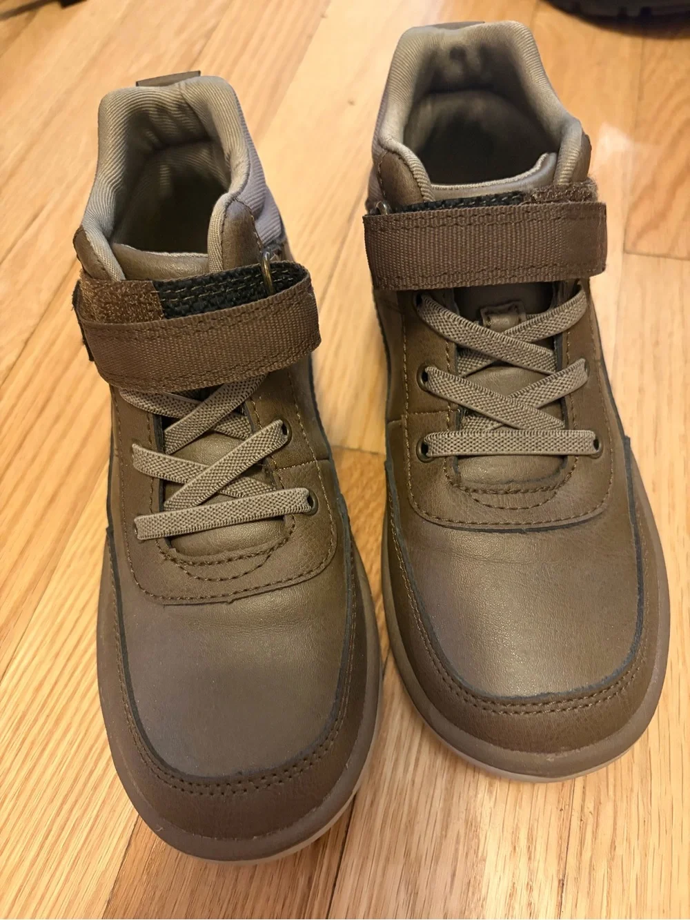 Stride Rite Olive Brown Boys' Velcro High-Top Boots - wide width